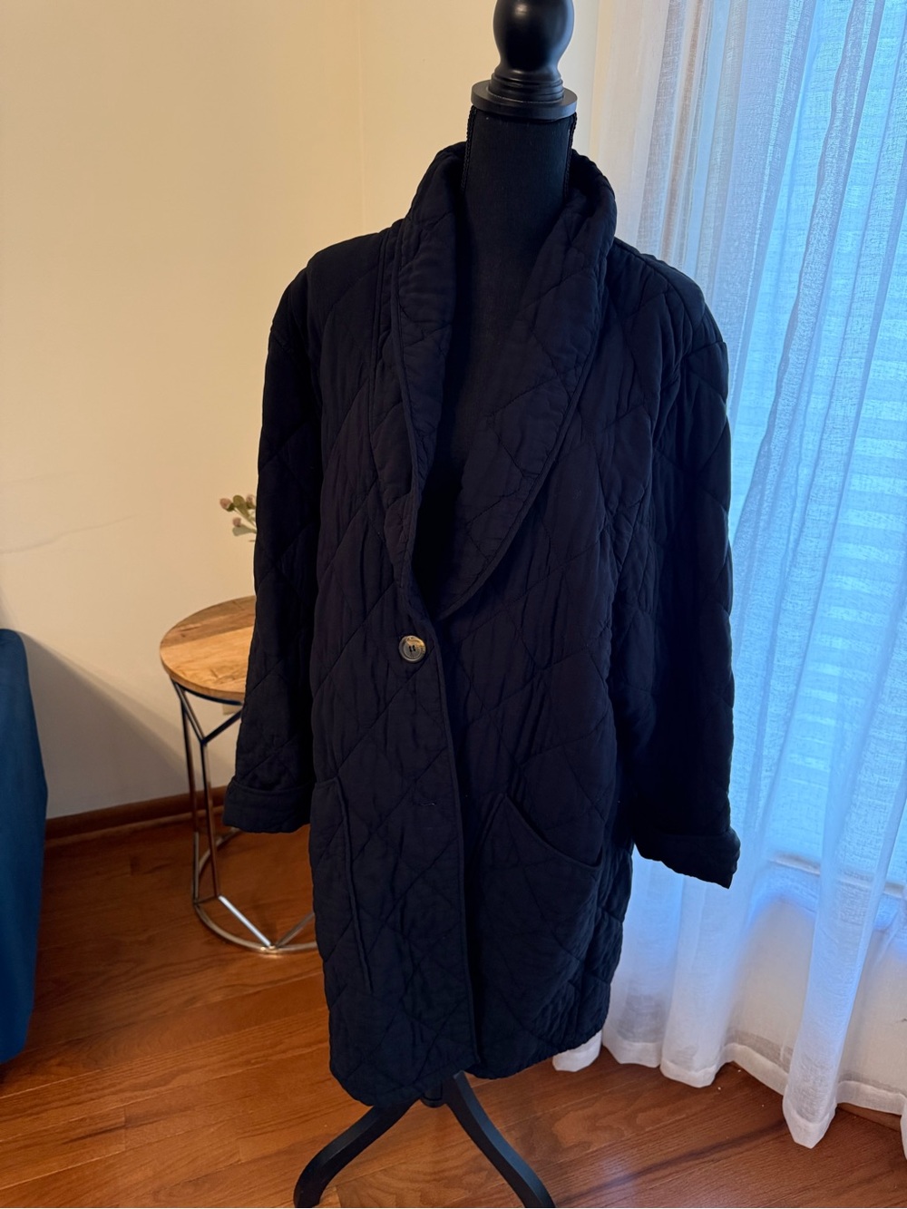 Women's Free People Quilted Black Coat - Shawl Collar